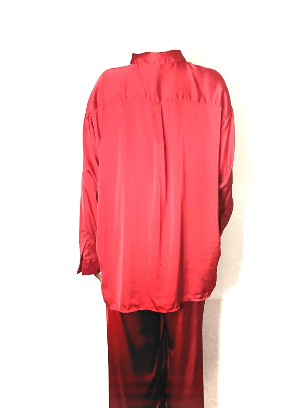 stars above Red Satin Button-Front Pajama Set - Picture 3 of 7